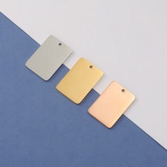 Bestselling Mirror Polished Stainless Steel Rectangle Inner Hole Small Pendant DIY Jewelry Accessories Polished Laser Pendant