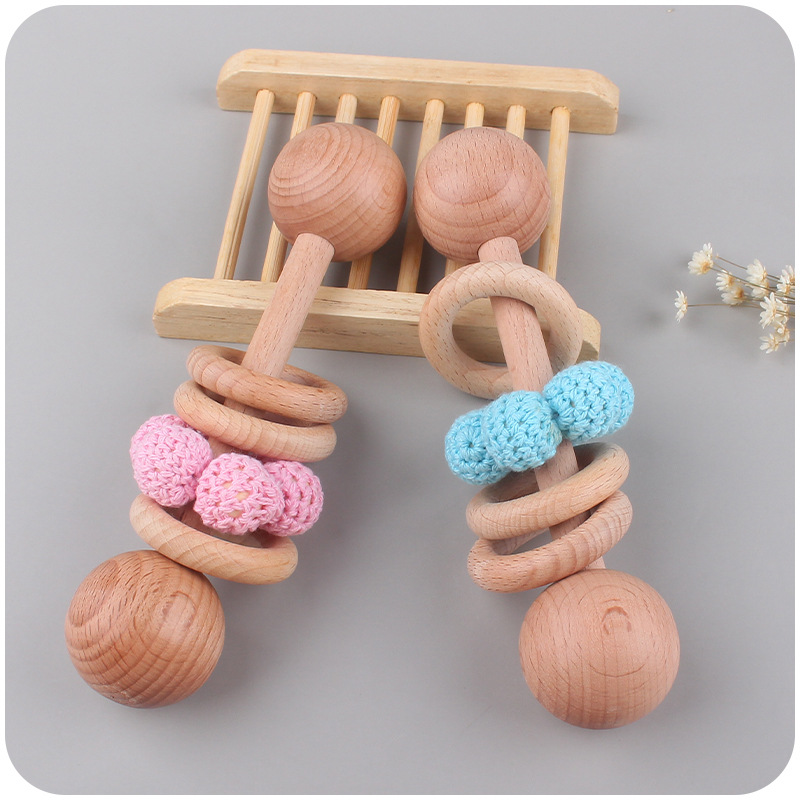 New Beech juguete de los niños mordedor ejercicio infantil bebé bola lana sonajero interactivo educativo teether stick