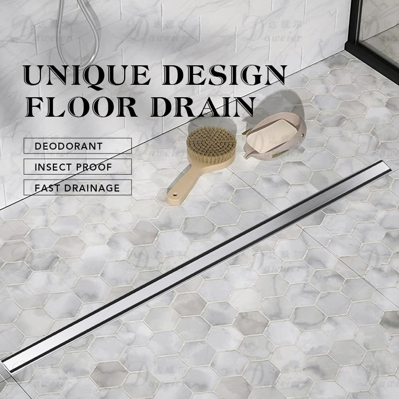 SUS304 stainless steel extremely narrow invisible deodorant sewer light luxury bathroom bathroom shower room bathroom floor drain