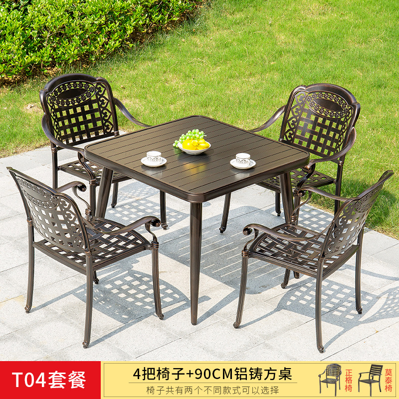 Mesa y silla de aluminio fundido al aire libre patio villa jardín balcón al aire libre hierro forjado ocio estilo europeo al aire libre combinación de mesa y silla impermeable