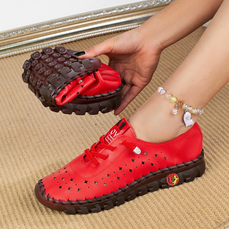 Весна и лето 2023 новая трансграничная мягкая подошва римская дышащая ретро полая подошва на платформе, женская обувь больших размеров, обувь для мам