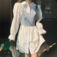 学院風ワンピース婦人服春2025年新型ウエストを収めてやせた雰囲気を見せます。