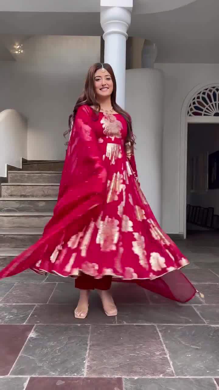 Women's Indian Ethnic Slim Dress - Elegant Long Floral Dress_voghion.com