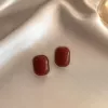 A pair of red beads Jinbian [Triangle ear clip]