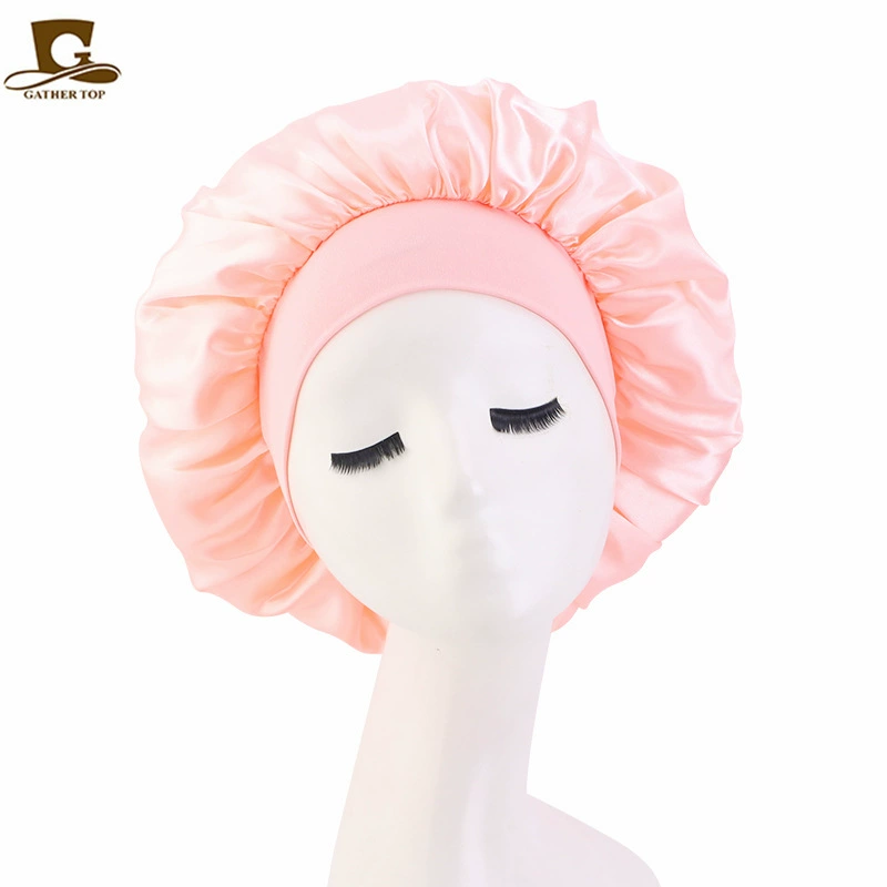 Sleeping Hat TJM-301 — Wide-Edge High-Elastic Ladies Hair Care Cap, Satin-Look, 56–58 cm
