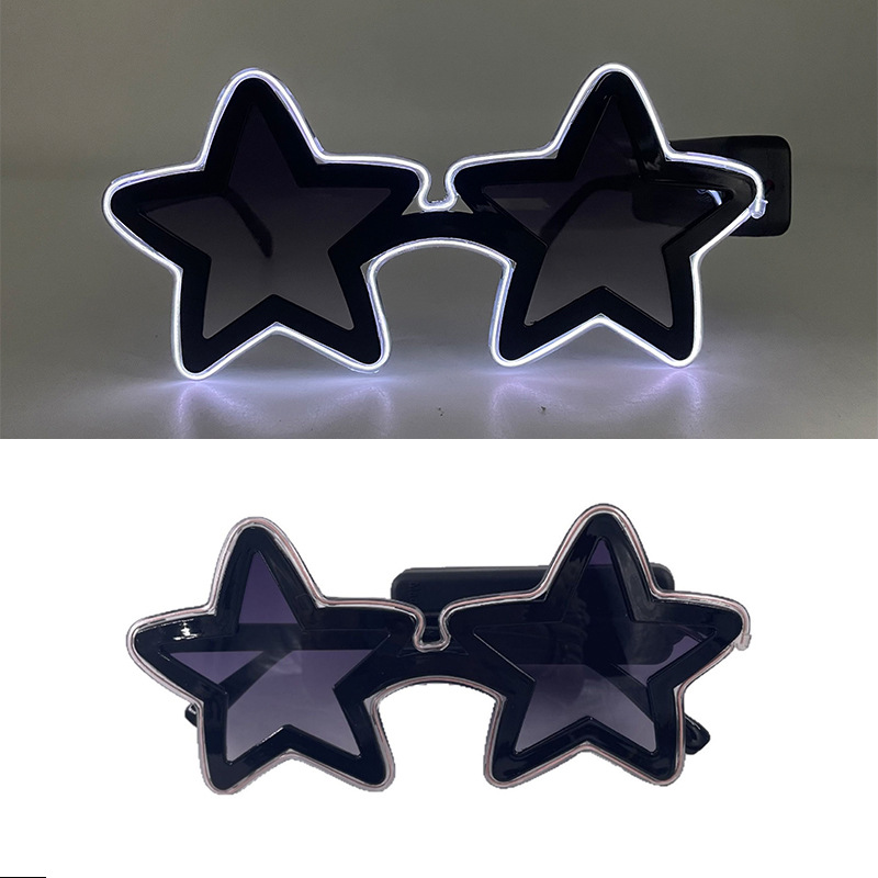 Nuevas gafas luminosas LED, barra de fiesta, festival de música de Bengdi, gafas luminosas de estrella de cinco puntas, accesorios brillantes