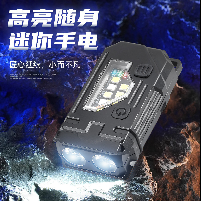 LED 懐中電灯強力な光超高輝度充電式ポータブル長寿命クリップキャップライト屋外特別な多機能 cob ワークライト|undefined