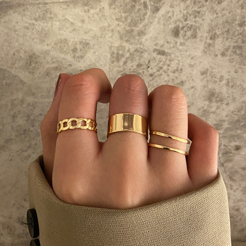 Fashion Creative Simple Fashion Geometric Chain Opening Twist Ring Three-piece Set display picture 6