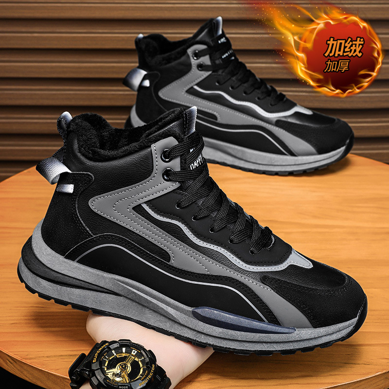 Zapatos de hombre invierno nuevos zapatos de terciopelo caliente para padres, zapatos deportivos de alta altura para hombres, zapatos casuales para hombres