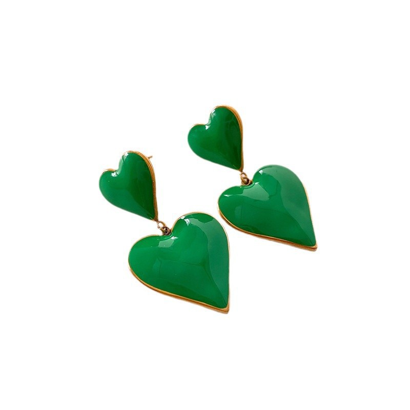 Pendientes de aceite de goteo de amor de mujer transfronteriza nuevos pendientes retro que no se desvanecen joyería de uñas de hueso de oreja de acero inoxidable de moda