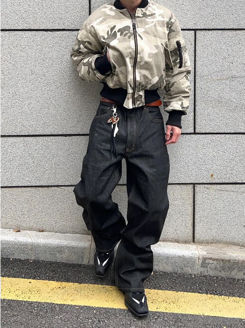 2025 Non-Fading 13.5 oz Pure Cow Pure Color Jeans Straight Leg Loose Versatile Casual Pants for Men and Women