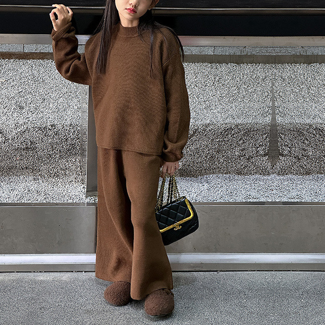 인터넷 레드 여성 아동복 유행 세트 가을 여성 스웨터 2024 새로운 서양식 마일라드 봄 착용