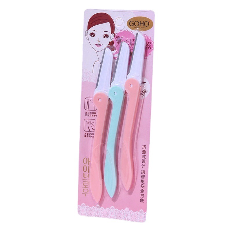 Plegable ceja trimmer protección de seguridad de acero inoxidable ceja trimmer principiante herramienta de belleza mango recto raspador de cejas