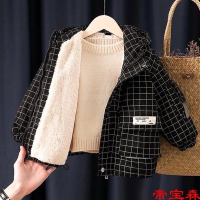 Boys Outerwear Autumn and winter 2022 new pattern Western style baby Korean Edition Plush cotton-padded jacket jacket children thickening Cotton