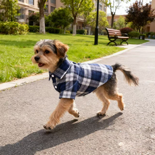 Pet Grid Shirt Dog Clothes Summer Thin Breathable Puppy Clothing Bichon Small Dog T-shirt Cat Clothes