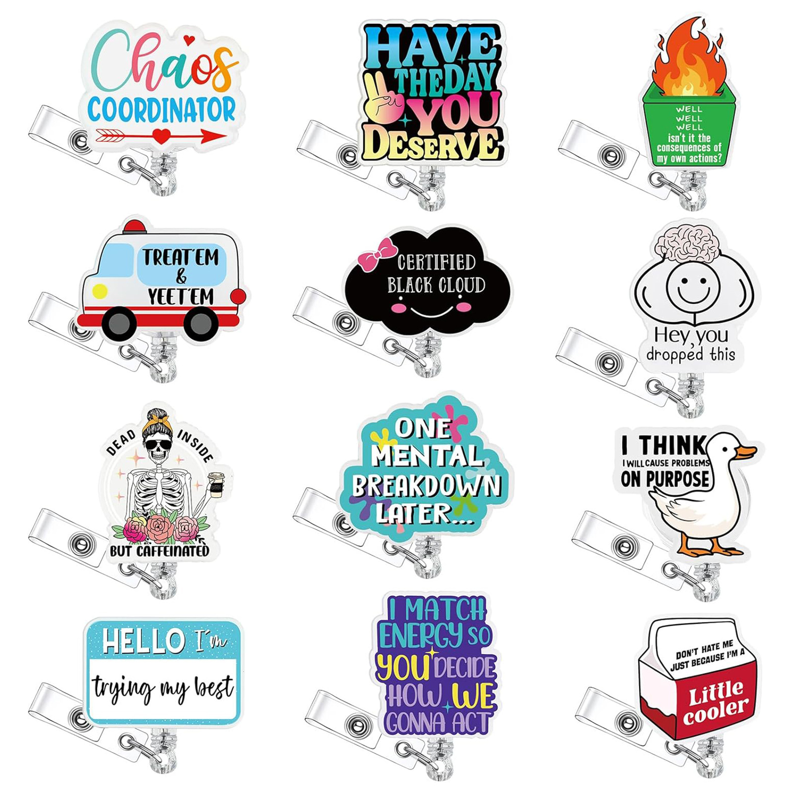 亚克力印刷火救护车旋转鳄鱼夹易拉得教师礼物伸缩证件扣易拉扣