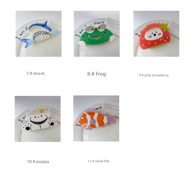 Nische Kreative Niedliche Tier Fangen Clip Katze Hund Kuh Kaninchen Essigsäure Hai Clip Haarnadel 2024 Neue frauen Haarnadel_voghion.com