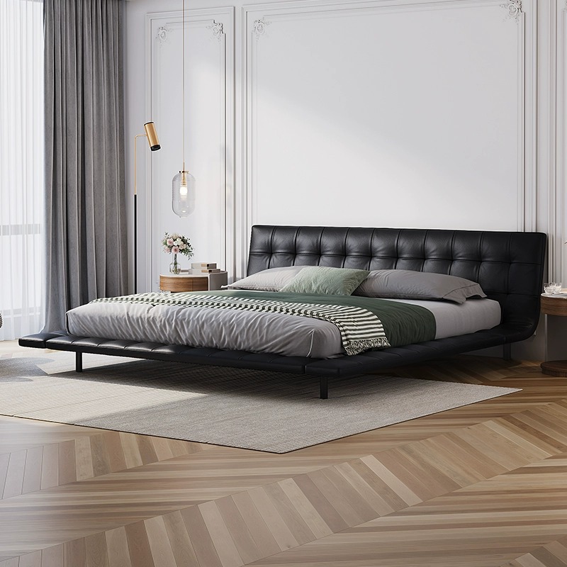 Italiano simple ONDA cama de cuero Luz de lujo moderno ONDA minimalista diseñador dormitorio cama doble 1,8 m cama de boda