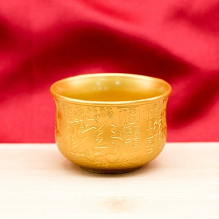 合金祭拜茶杯百福缸茶缸浮雕百福杯聚宝盆招财纳福办公室桌面摆件