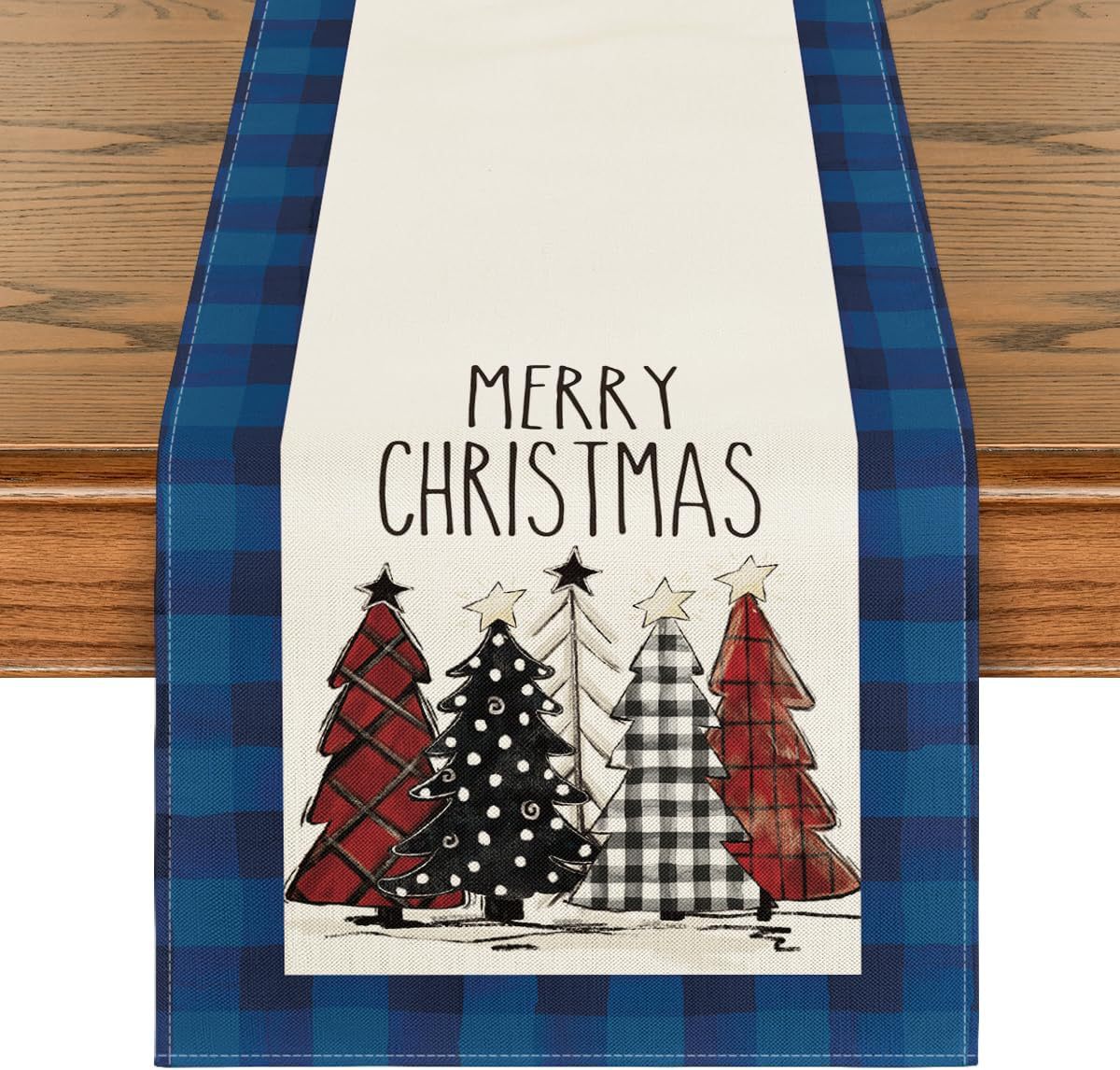 Transfronterizo 2024 Amazon nuevo árbol de Navidad festivales lino tabla bandera tabla de comedor tabla bandera de té image 15