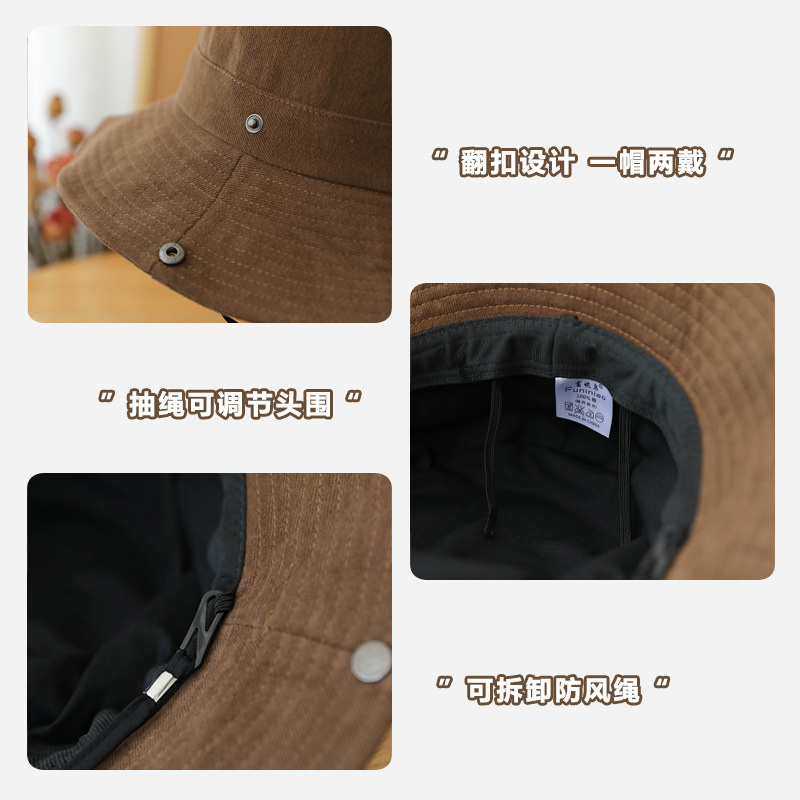 Otoño e invierno sombrero de pescador de gamuza chica caliente Brown Western Denim sombrero de pescador hombres y mujeres senderismo al aire libre sombrero de la cuenca a prueba de sol