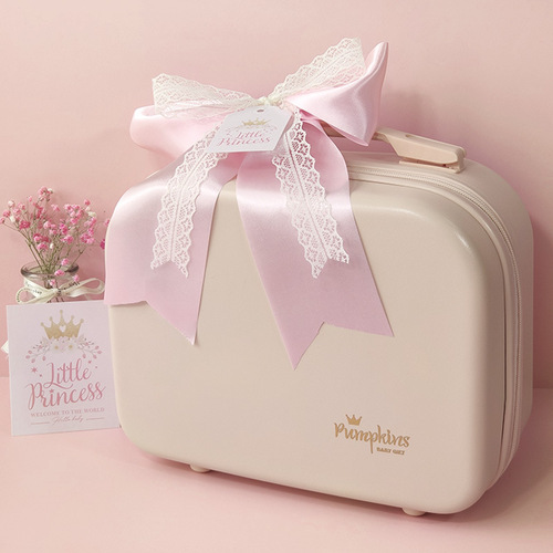 Baby High-End Gift Box Newborn Princess Dress Skirt 100th Day Birthday Party Lace Pink Clothes Set Spring Summer