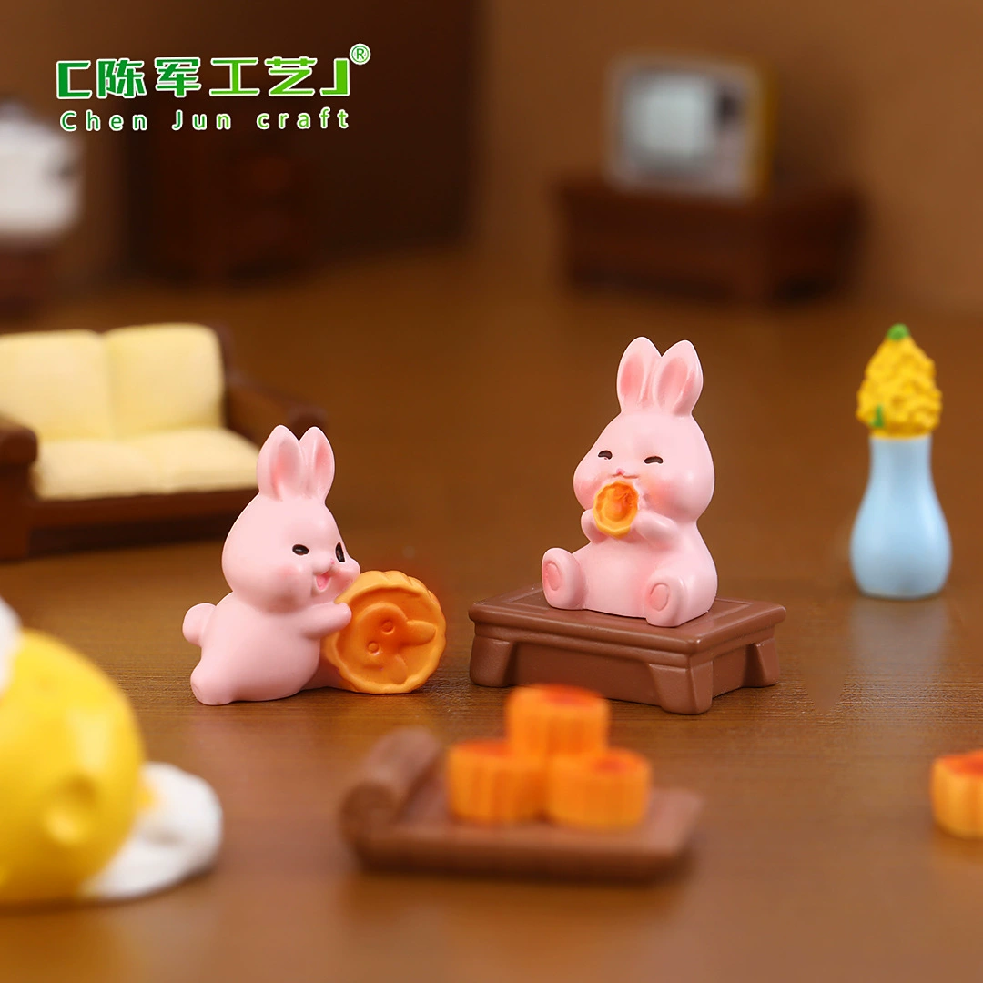 Cute cartoon small rabbit, cute animals, micro landscape