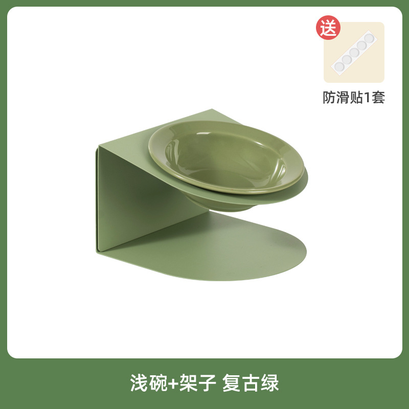 Cerámica alta y baja pie para mascotas para gatos y perros para proteger la columna vertebral cervical anti-volquear granos de alimentación de agua para artículos para mascotas inclinados tazón