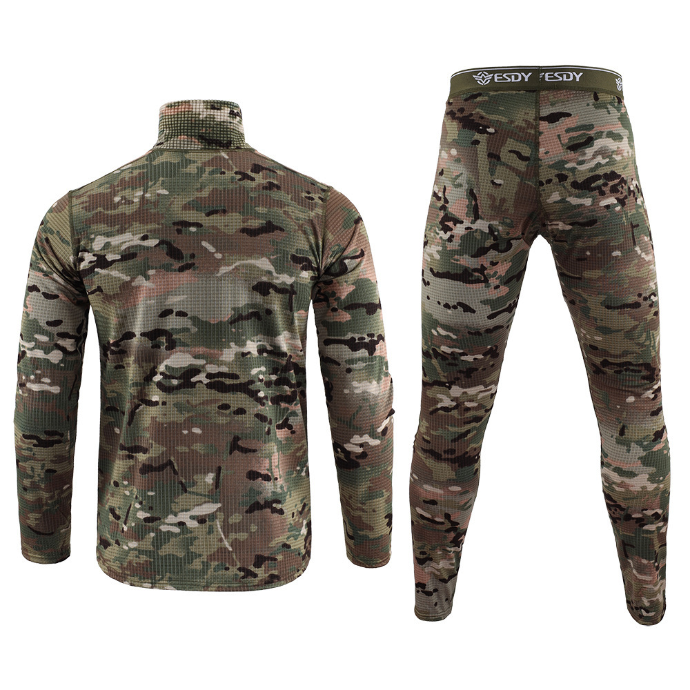 Nuevo cuadrado al aire libre de cuello medio alto chaqueta de terciopelo montañosa calentamiento ropa interior gruesa deportivo transpirable calentamiento hombre conjunto