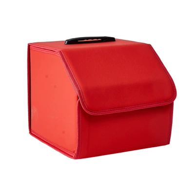 leather storage box, Car storage bag/box - red-top-handle-small-size