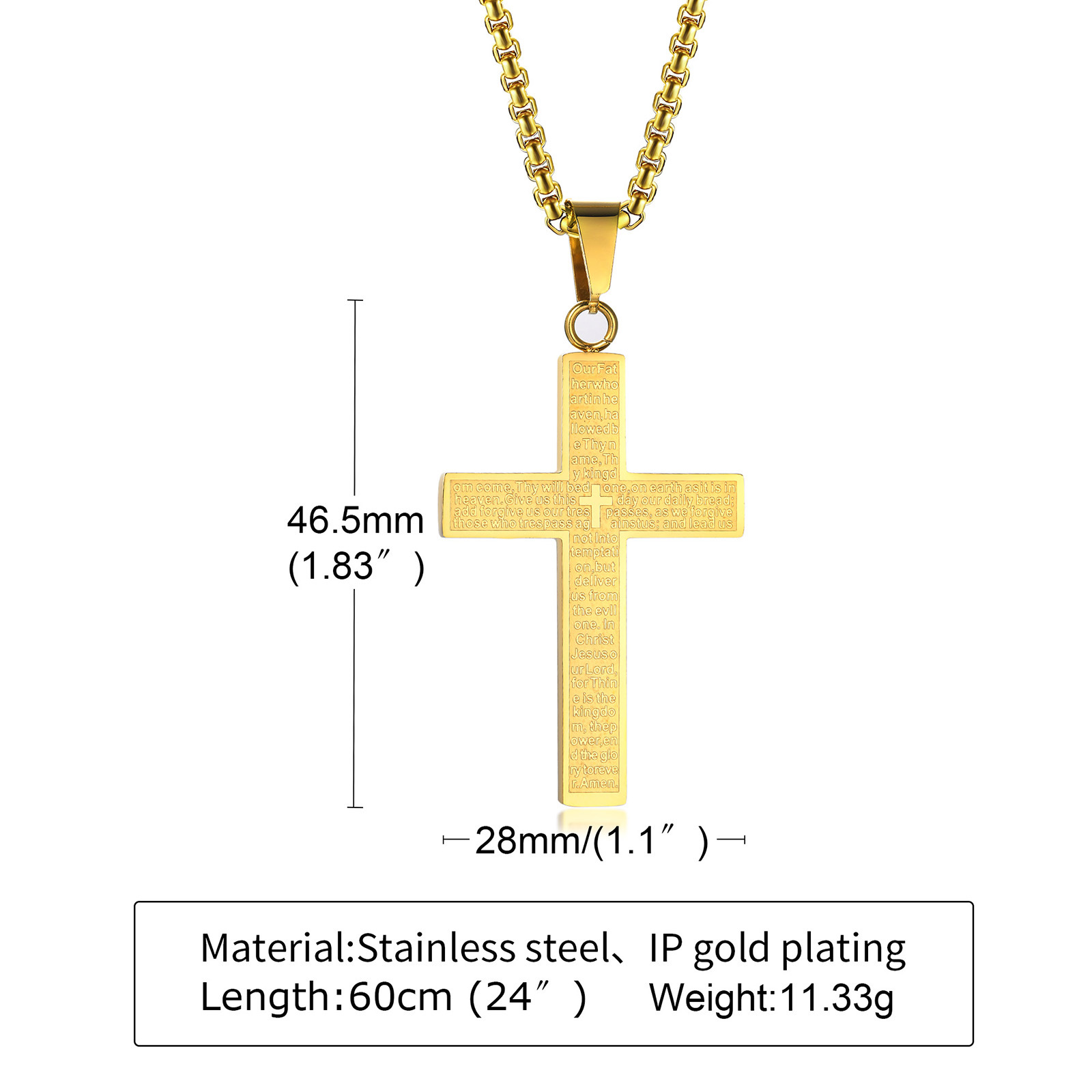 Simple Style Cross Titanium Steel Plating Pendant Necklace display picture 2