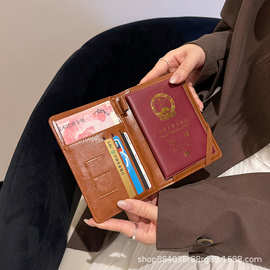 新品跨境登机卡皮夹护照本牛皮夹钱包防扫描护照包Passport Holde