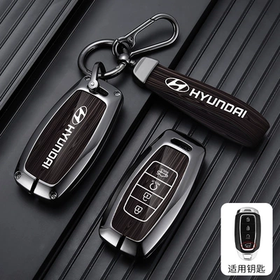 Car key bag, Key Cover 21/22 Fifth Generation - standard-type-a-4-button-wood-grain-coffee-leather-buckle