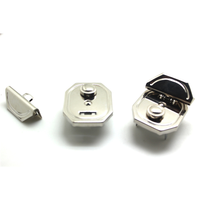 旋转金属锁扣   电镀白镍圆形方形箱包手袋拧锁旋转金属锁扣