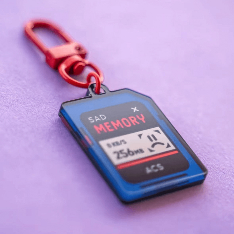 Creative Heartbeat Memory Card Keychain For Bag Pendant Gift_voghion.com