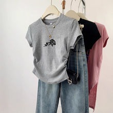 工厂直销纯棉女装短袖t恤重磅宽松潮流印花上衣t恤打底衫一件代发