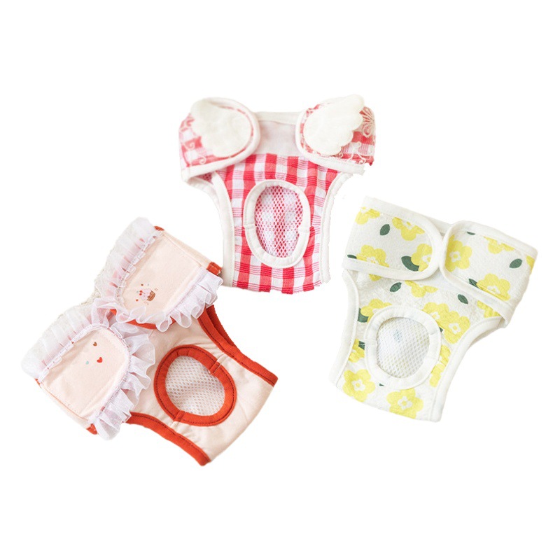 Perro fresco estilo coreano transpirable fisiológico pantalones hembra perro anti-acoso ropa interior mediano y pequeño perro Teddy tía pantalones pañal image 1
