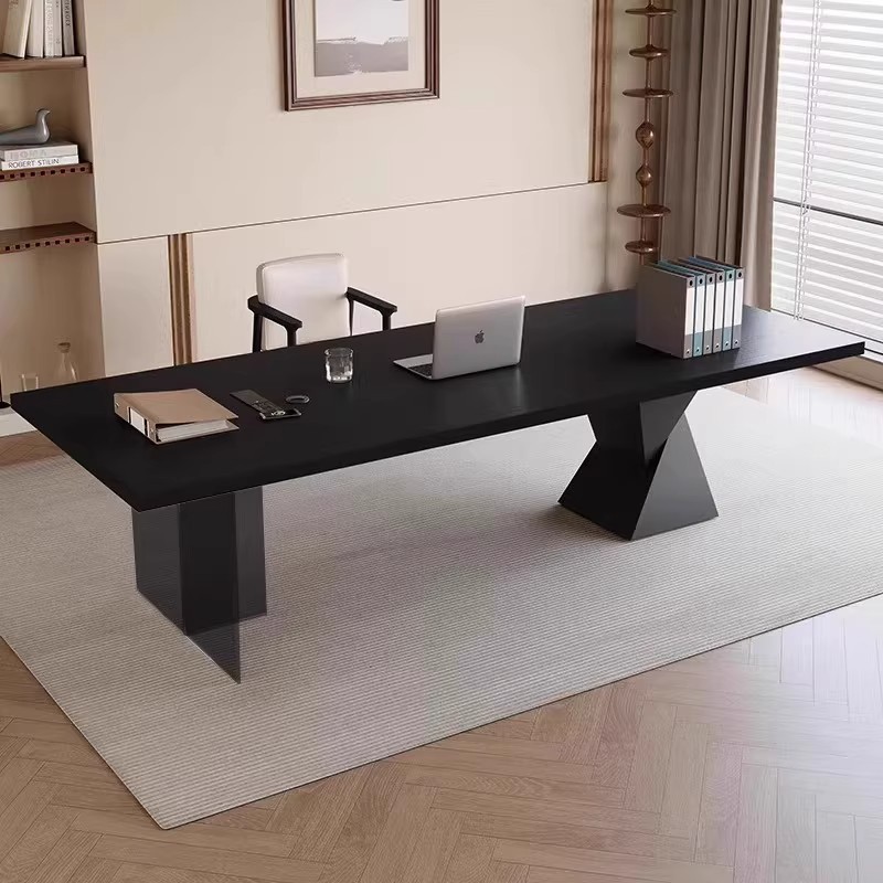 Modern Simple Black Rectangular Acrylic Computer Desk Designer Solid Wood Desk Home Study Desk