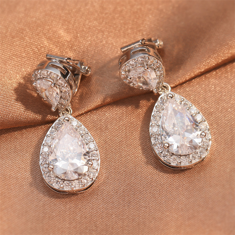 Ear Cuffs Classification 1 Pair Shiny Water Droplets Inlay Copper Zircon Ear Cuffs
