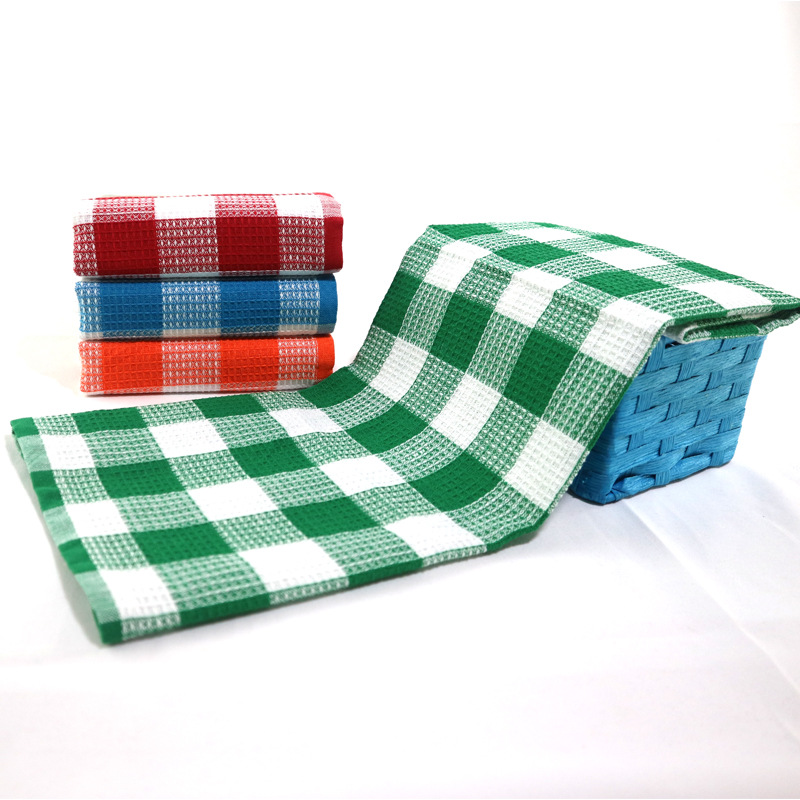 外贸出口茶巾厨房巾清洁巾工厂直销股纱吸水厨房巾华夫格茶巾