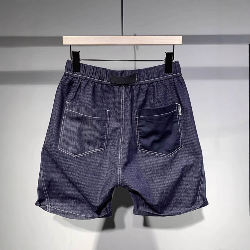 Herren-Jeansshorts mit Farbblock-Design für Jungen – Sommermode mit einzigartigem Stil und vielseitigem Schnallengürtel – Freizeitkleidung für Teenager_voghion.com