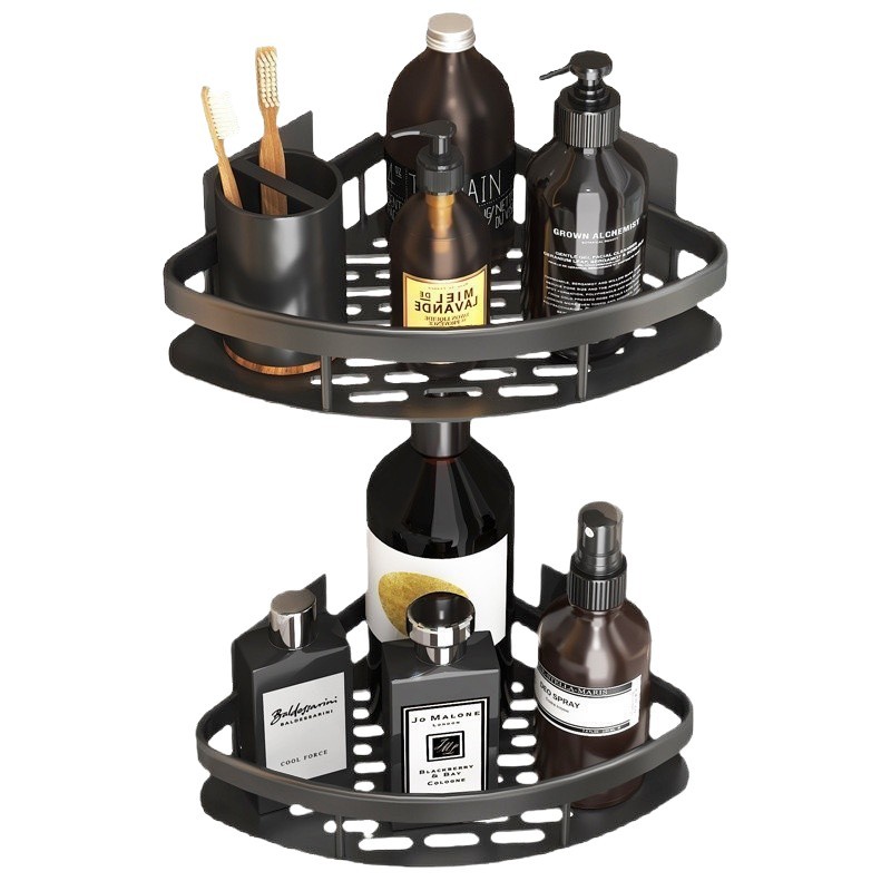 Cesta triangular de baño, ventosa, espacio montado en la pared, ducha de aluminio, triángulo, sin perforación, estante de esquina de baño