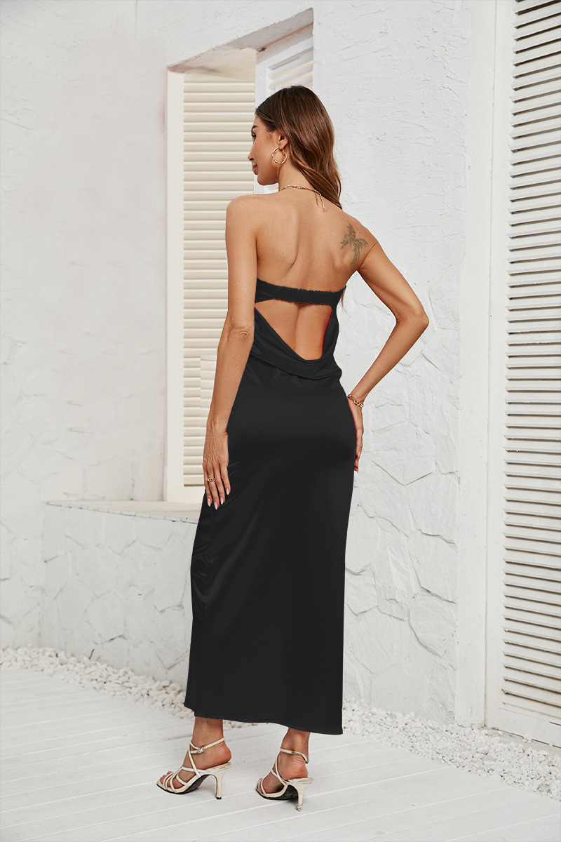 Women's Sheath Dress Elegant Streetwear Strapless Backless Sleeveless Solid Color Maxi Long Dress Daily display picture 30