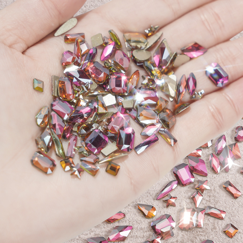 100 bolsas de taladro aurora taladro de forma especial joyas de manicure taladro de forma plana joyas de manicure taladro de forma especial diy joyas de manicure