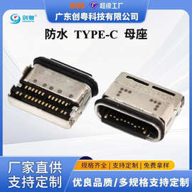 TYPE-C 24P 四脚插板防水母座 双排贴片 缩口式 L=8.65 IPX8 卧式