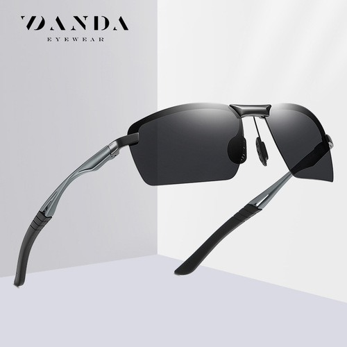 New Men's Sunglasses Aluminum Magnesium Leg Half Frame Polarized Sunglasses Fishing Glasses 3391 Driver's Sunglasses