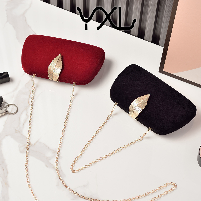 Nuevo comercio exterior transfronterizo bolsa de cena de terciopelo hoja bolso de mujer bolso cheongsam bolso de mano celebridad bolso de fiesta de terciopelo