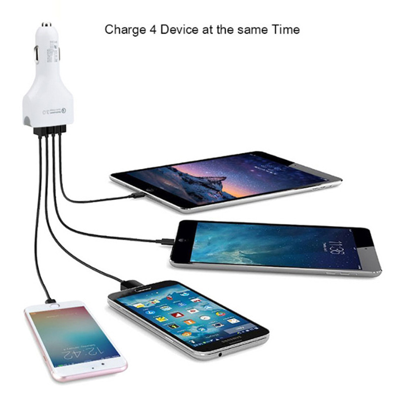 QC3.0 rapide 4USB adapté au chargeur de voiture Mobile Huawei Xiaomi 3A_voghion.com