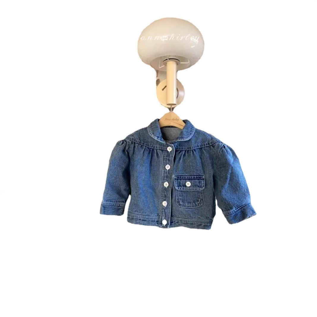 Abrigo de mezclilla para Niñas Ropa de principios de primavera ropa de estilo coreano ropa para niños abrigo de estilo occidental para niñas cardigan de mezclilla para niños abrigo de primavera y otoño