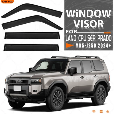 Rain shield — Window Visor - standard-packing-without-logo-4pcsprado-fj250mk5-j250-2024plexiglasno-bright-stripsrain-shield
